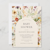 Invitation Baby shower végétal minimaliste Fleur sauvage Boho (Devant)