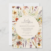 Invitation Baby shower végétal minimaliste Fleur sauvage Boho (Devant)