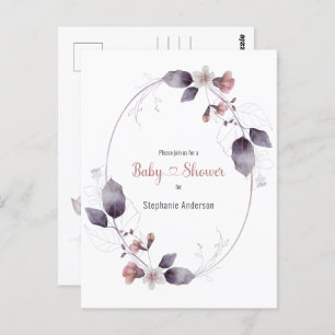 Invitation Baby shower végétal rose de Mauve