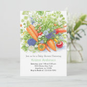 Invitation Baby shower végétarien du marché agricole (Debout devant)