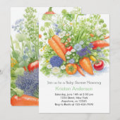 Invitation Baby shower végétarien du marché agricole (Devant / Derrière)