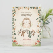 Invitation Baby shower végétation Hérisson budget forêt (Debout devant)