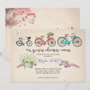 Invitation Baby Shower Vélo Vintage