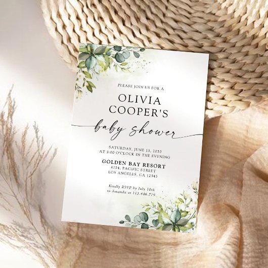 Invitation Baby shower verdoyant