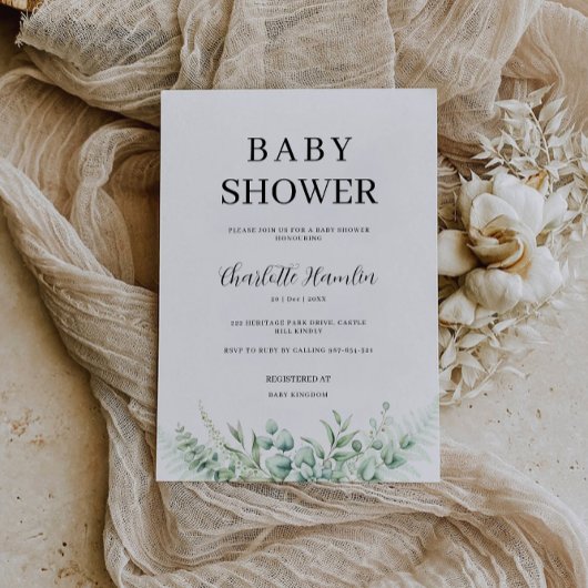 Invitation Baby shower verdoyant
