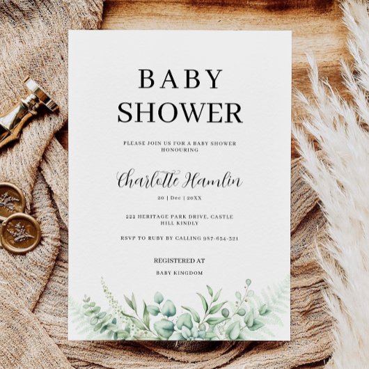 Invitation Baby shower verdoyant