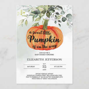 Invitation Baby shower verdoyant citrouille d'automne