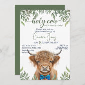 Invitation baby shower verdoyant de vache de montagne (Devant / Derrière)