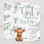 Invitation baby shower verdoyant de vache de montagne (Devant / Derrière)