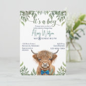 Invitation baby shower verdoyant de vache de montagne (Debout devant)