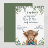 Invitation baby shower verdoyant de vache de montagne (Devant / Derrière)