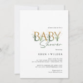 Invitation Baby shower verdoyant et or (Devant)