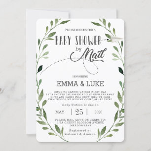 Invitation Baby shower verdoyant par courrier Longue distance