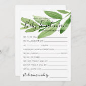 Invitation Baby shower verdoyant Prédictions Guess Card (Devant / Derrière)