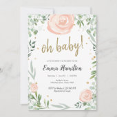 Invitation Baby shower verdoyant Rose Feuille rose Mariage (Devant)