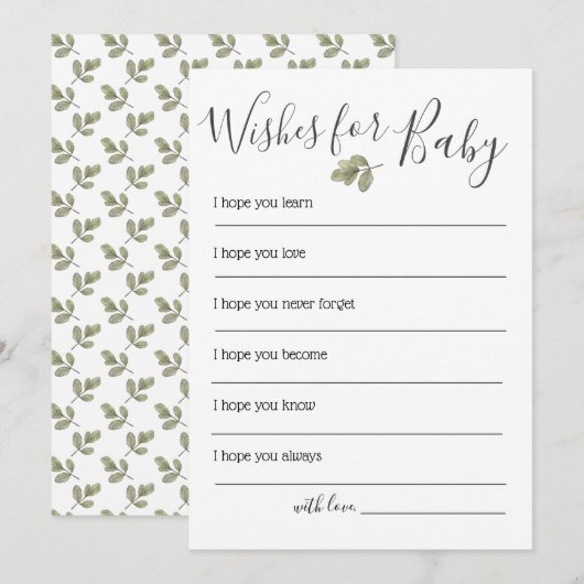 Invitation Baby shower Verdoyant Voeux Pour Bébé (Devant / Derrière)