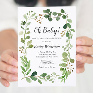 Invitation Baby shower verdoyant Wreath