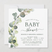 Invitation Baby shower Verdure Eucalyptus Succulent Élégant (Devant)
