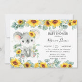 Invitation Baby Shower Verdure Eucalyptus Tournesol Koala (Devant)
