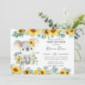 Invitation Baby Shower Verdure Eucalyptus Tournesol Koala (Debout devant)