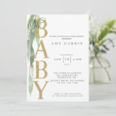 INVITATION baby shower|verdure|vert Sage (Debout devant)