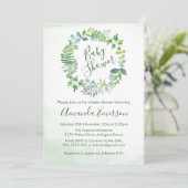 Invitation Baby shower verdure Wreath Botanique (Debout devant)