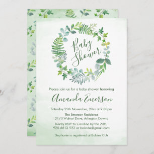 Invitation Baby shower verdure Wreath Botanique