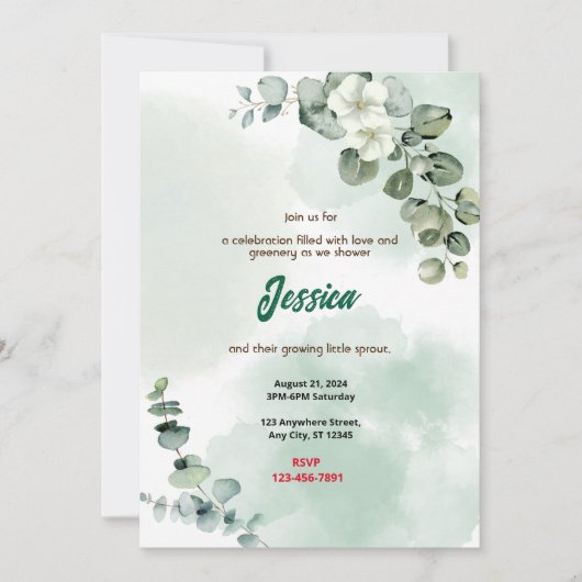 Invitation Baby shower vert (Devant)