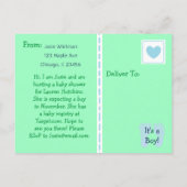 Invitation Baby shower vert à l'ours en peluche mi (Dos)