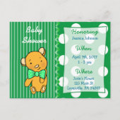 Invitation Baby shower vert à l'ours en peluche mi (Devant)
