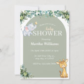 Invitation Baby shower vert animal Neutre (Devant)