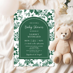 Invitation Baby Shower Vert Antique de Style Chinois