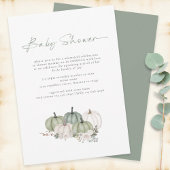 Invitation Baby shower vert Boho Citrouille Sage