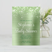 Invitation Baby shower vert brillant (Debout devant)