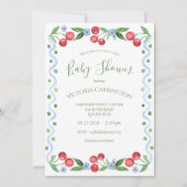Invitation Baby shower vert cerise douce (Devant)