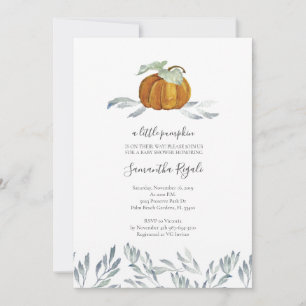 Invitation Baby shower vert Citrouille Automne