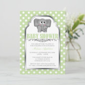 Invitation Baby shower vert clair de point de polka (Debout devant)