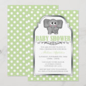 Invitation Baby shower vert clair de point de polka (Devant / Derrière)
