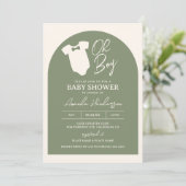 Invitation Baby shower vert Cravate Bow (Debout devant)