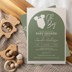 Invitation Baby shower vert Cravate Bow