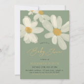 Invitation Baby shower vert Daisy Floral Sage (Devant)