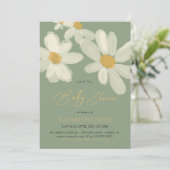 Invitation Baby shower vert Daisy Floral Sage (Debout devant)