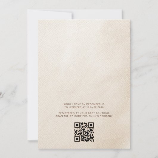 Invitation Baby shower vert d'attente rapide du code QR (Dos)