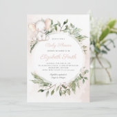 Invitation Baby shower vert de la fille éléphante d'arachide (Debout devant)