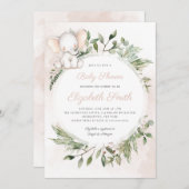 Invitation Baby shower vert de la fille éléphante d'arachide (Devant / Derrière)