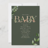 Invitation Baby shower vert de la forêt (Devant)