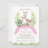 Invitation Baby shower vert de la forêt de filles (Devant)