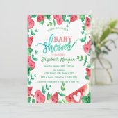 Invitation Baby shower vert de la pastèque tropicale (Debout devant)