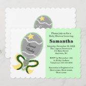 Invitation Baby shower vert de sta jaune (Devant / Derrière)