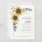 Invitation Baby shower vert de tournesol floral Eucalyptus (Devant)